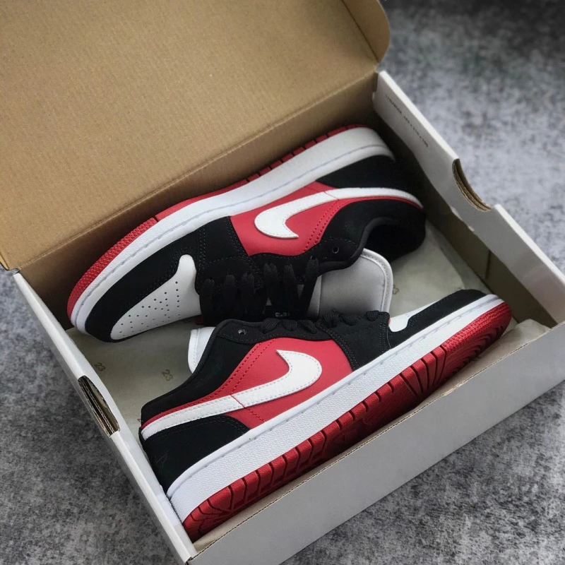 Jordan 1 Low Black White Gym Red DC0774-016