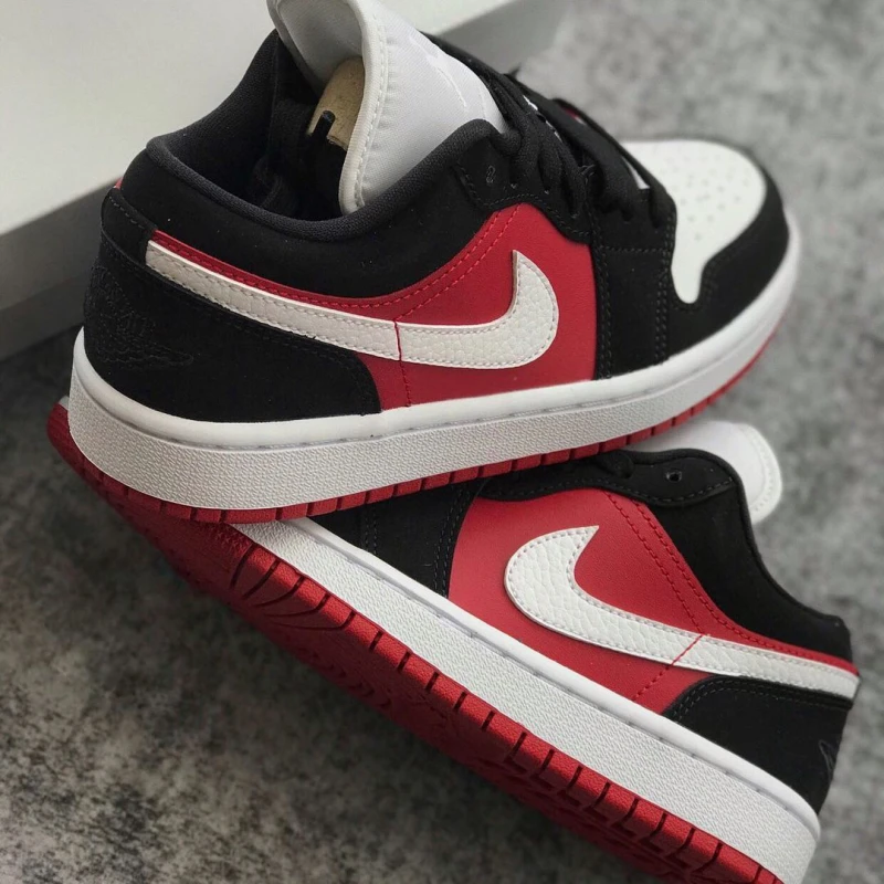 Jordan 1 Low Black White Gym Red DC0774-016