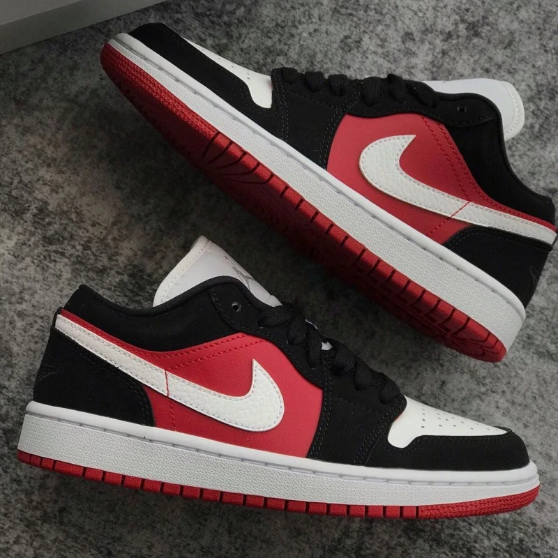 Jordan 1 Low Black White Gym Red DC0774-016