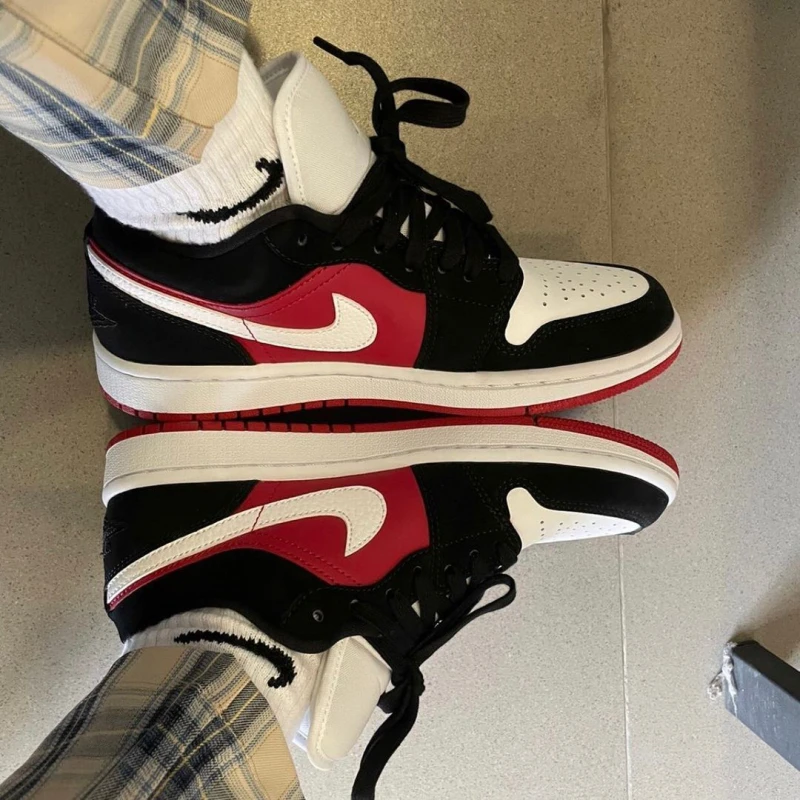 Jordan 1 Low Black White Gym Red DC0774-016